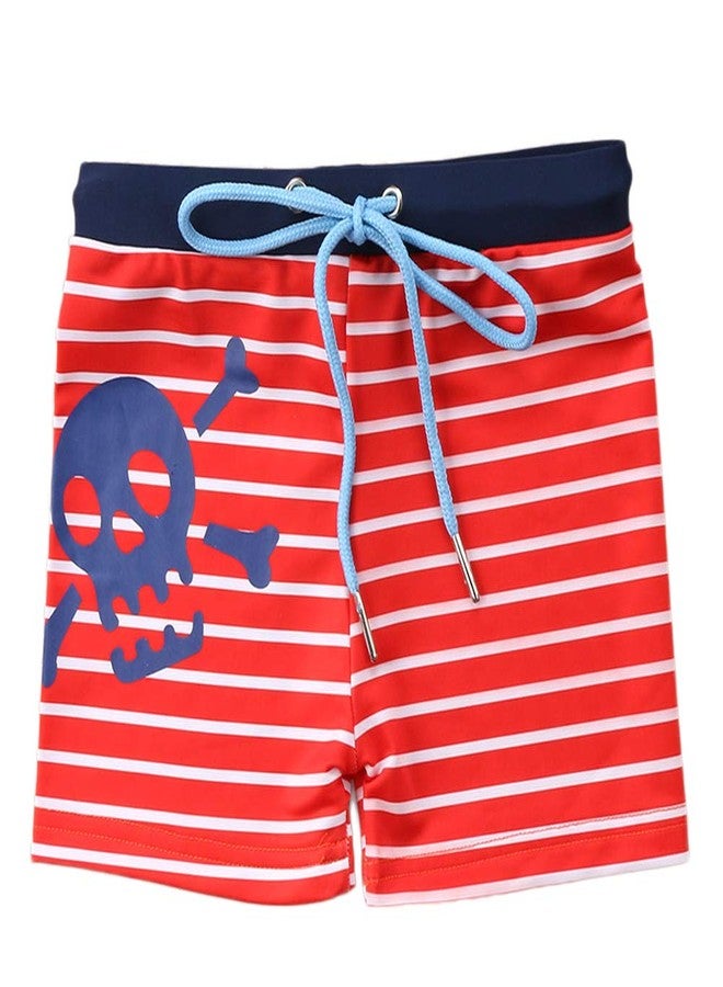 stylesilove Baby Toddler Boys Printed Swim Shorts Bathing Suit Beach Pool Boy Swim Trunks (US, Age, 24 Months, Red Skull Stripes) - Image 1