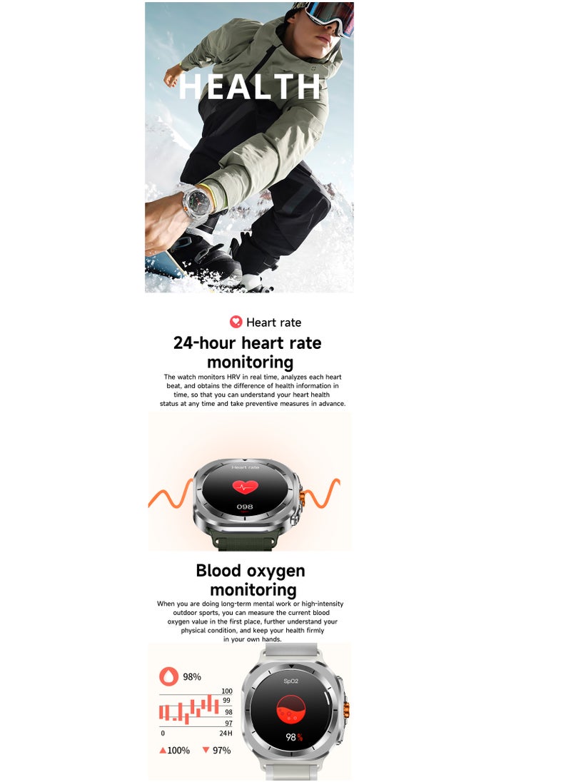 Generic - New Arrival Z7 Ultra Smart Watch,Compass Smart Watch For Outdoor Sport,Bluetooth Call,Heart Rate Fitness Monitor,Wireless Charging,Message Reminder,Sport Watch For Men And Woman,Water Proof,Gesture Control,Multifunctional,With 2 Bands - Image 1
