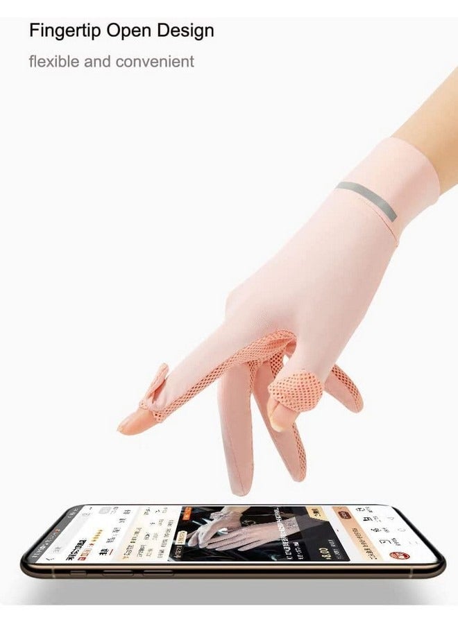 Beauenty Women Summer UV Protection Gloves Touchscreen Driving Gloves Non-Slip Sun Protective Gloves,Driving gloves sun protection gloves mittens women driving gloves, Women's Sun Protection Quick Dry Anti Slip Driving Gloves One Size,Pink - Image 5