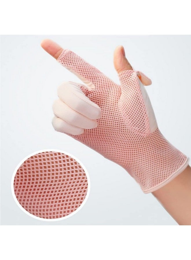 Beauenty Women Summer UV Protection Gloves Touchscreen Driving Gloves Non-Slip Sun Protective Gloves,Driving gloves sun protection gloves mittens women driving gloves, Women's Sun Protection Quick Dry Anti Slip Driving Gloves One Size,Pink - Image 4