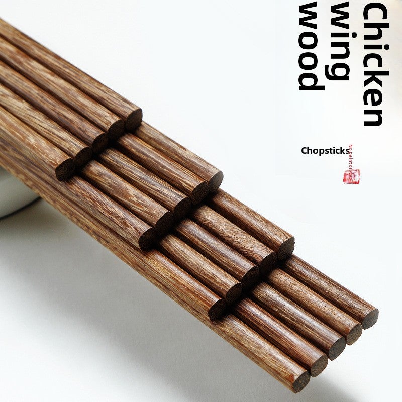 Chicken Wing Wood Chopsticks Household Natural Paint-Free Wax-Free Wooden Chopsticks Solid 10 Pairs High Temperature Resistant Household Wooden Chopsticks(10 pairs) - Image 1