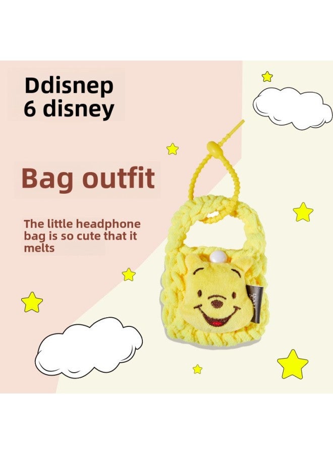 Disney Cartoon Plush Headphone Bag Handmade Knitted Key Lipstick Storage Cute Bag Pendant Coin Purse-Color:LW-PCR-49  - Image 5