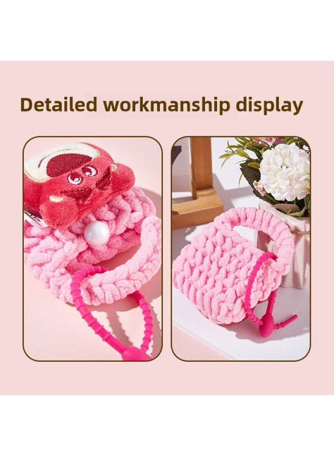 Disney Cartoon Plush Headphone Bag Handmade Knitted Key Lipstick Storage Cute Bag Pendant Coin Purse-Color:LW-PCR-49  - Image 4