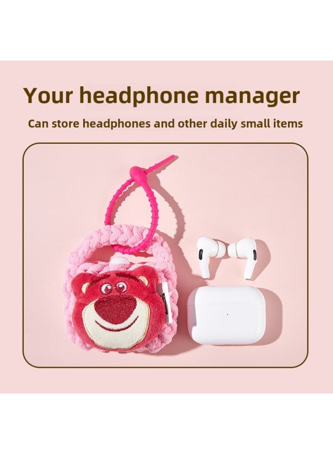 Disney Cartoon Plush Headphone Bag Handmade Knitted Key Lipstick Storage Cute Bag Pendant Coin Purse-Color:LW-PCR-49  - Image 3