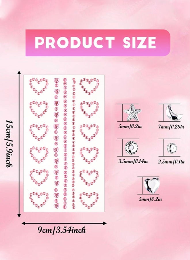 5 أوراق أحجار كريمة ذاتية اللصق للمكياج، ملصقات حجر الراين ثلاثية الأبعاد على شكل نجمة القمر والقمر، لؤلؤ كريستالي لجسم أظافر العين، وحرف مجوهرات المهرجانات - Image 2