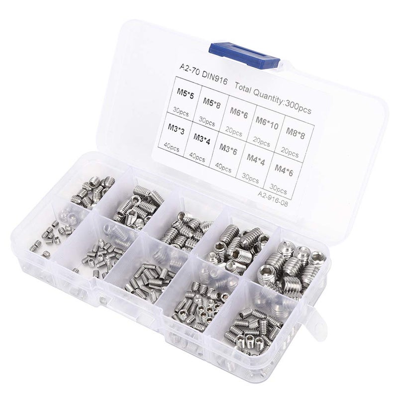 M3 M4 M5 M6 M8 304 Stainless Steel Hex Socket Screw Set 300 Pcs Fastening Hardware - Image 1