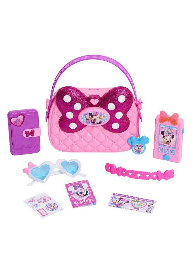 Minnie Disney Junior Happy Helpers Bag Set 9 Piece Pretend Play Purse With Lights And Sounds Cell Phone Sunglasses And Accessories By Just Play  - Image 2