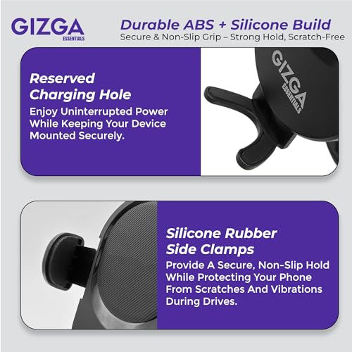 GIZGA essentials Car Phone Stand, Universal Air-Vent Mount Mobile Holder (Rubber)/Tablet Mount Mobile Holder, Steady Grip & Rounded Edges, Compatible for All Devices, Expandable Jaw, Black - Image 4