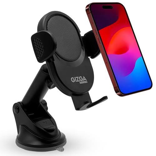 GIZGA essentials Car Phone Stand, Universal Air-Vent Mount Mobile Holder (Rubber)/Tablet Mount Mobile Holder, Steady Grip & Rounded Edges, Compatible for All Devices, Expandable Jaw, Black - Image 1