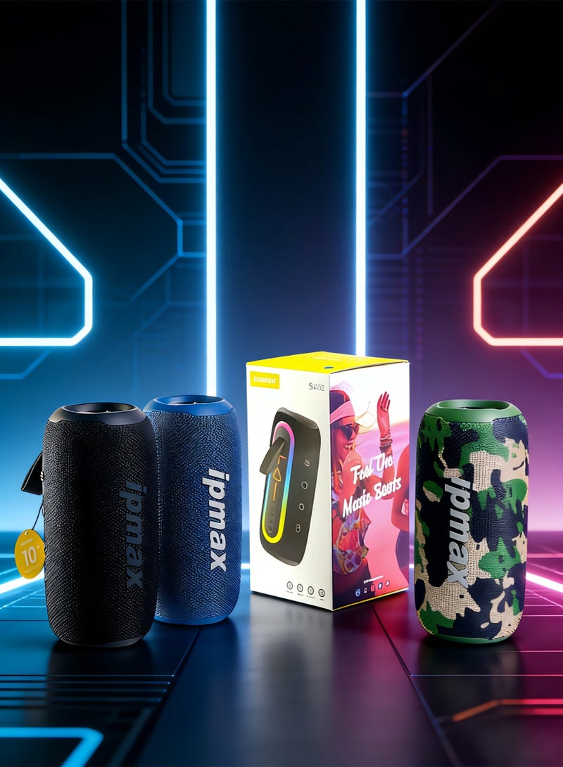 ipmax Audio Portable Bluetooth Speaker with RGB Light, 5W Output, Dual Bass Diaphragms, Support TF/USB/Type-C - Black - Image 3