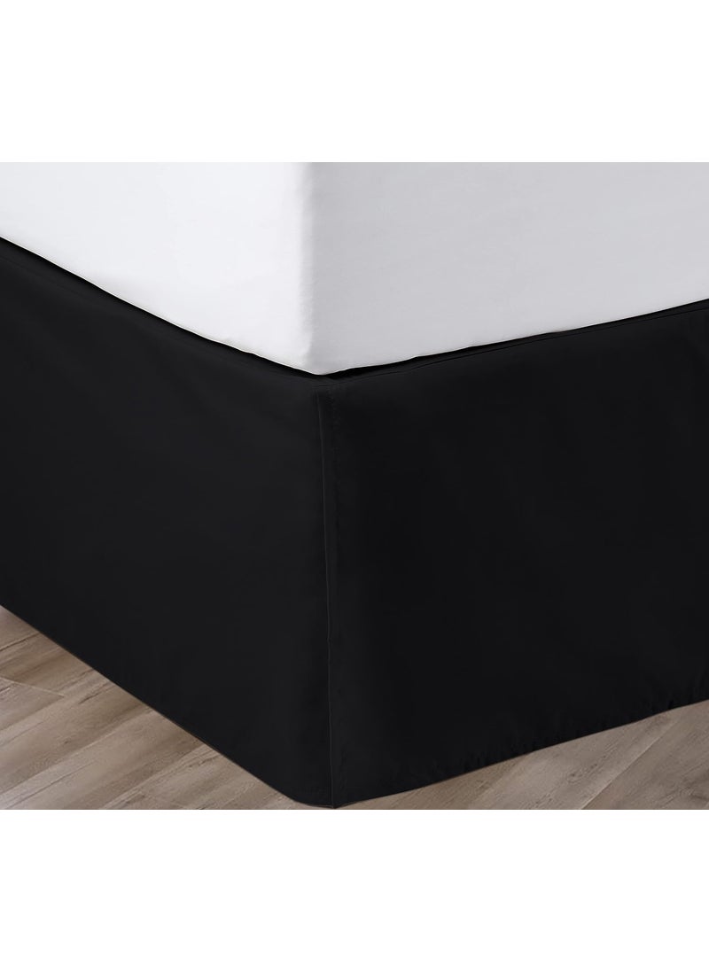 SGI bedding SGI bedding 21 Inch Drop Bed Skirt Queen Size with Platform to Stay in Place Elegant Pleated Design with Split Corners Wrinkle Resistant Fabric for Modern and Stylish Look - Black  - Image 1