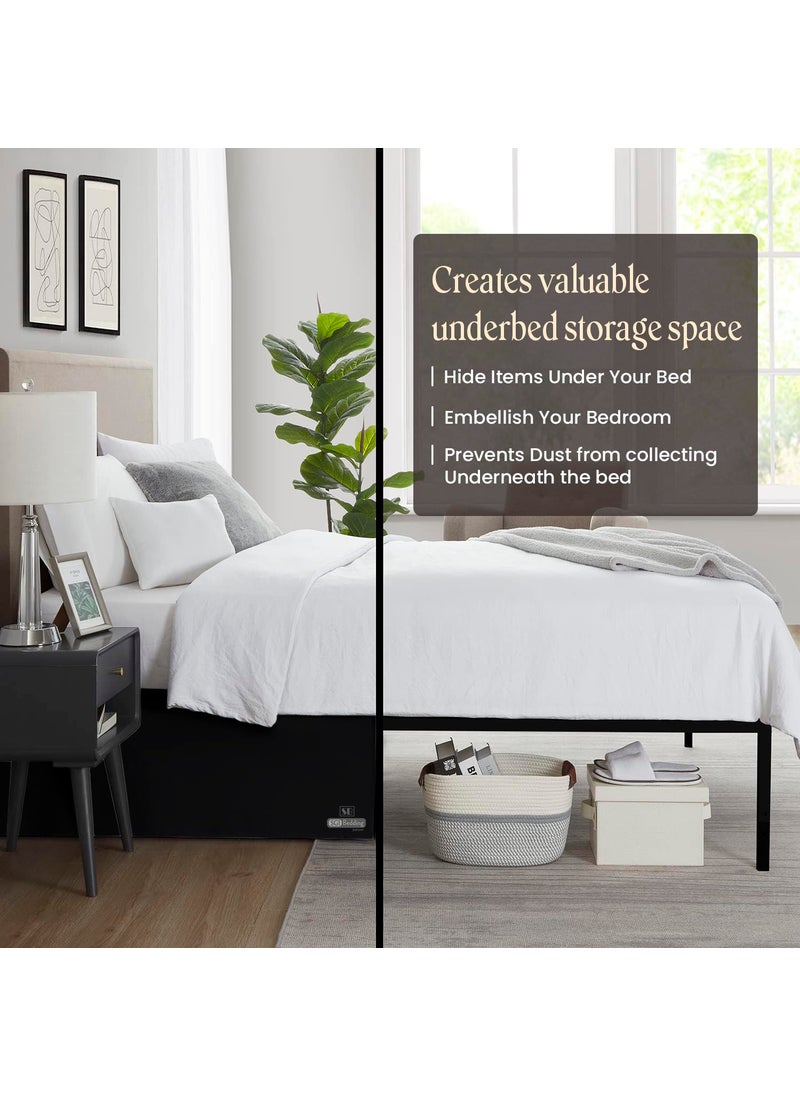 SGI bedding SGI bedding 21 Inch Drop Bed Skirt Queen Size with Platform to Stay in Place Elegant Pleated Design with Split Corners Wrinkle Resistant Fabric for Modern and Stylish Look - Black  - Image 3