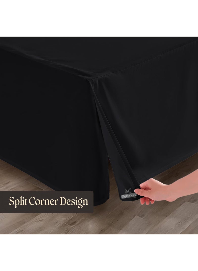 SGI bedding SGI bedding 21 Inch Drop Bed Skirt Queen Size with Platform to Stay in Place Elegant Pleated Design with Split Corners Wrinkle Resistant Fabric for Modern and Stylish Look - Black  - Image 5