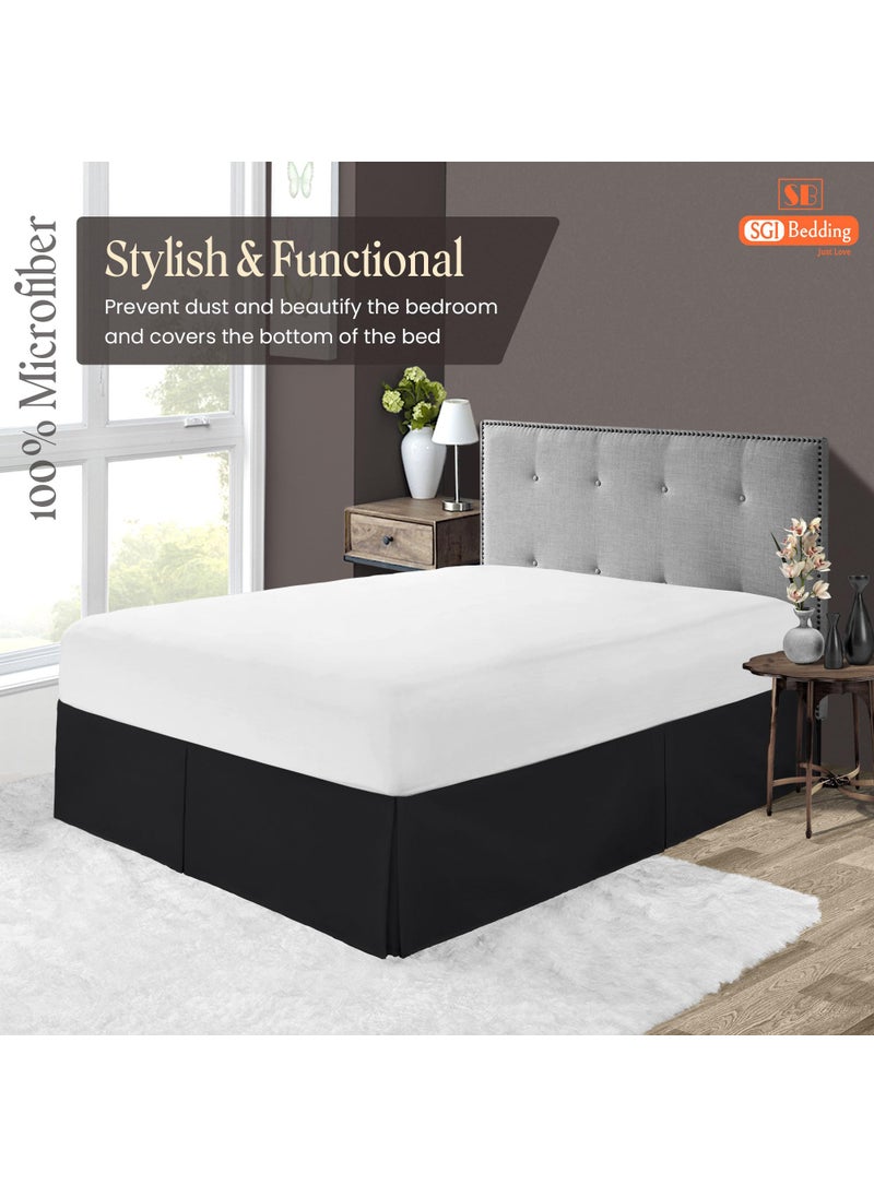 SGI bedding SGI bedding 21 Inch Drop Bed Skirt Queen Size with Platform to Stay in Place Elegant Pleated Design with Split Corners Wrinkle Resistant Fabric for Modern and Stylish Look - Black  - Image 2
