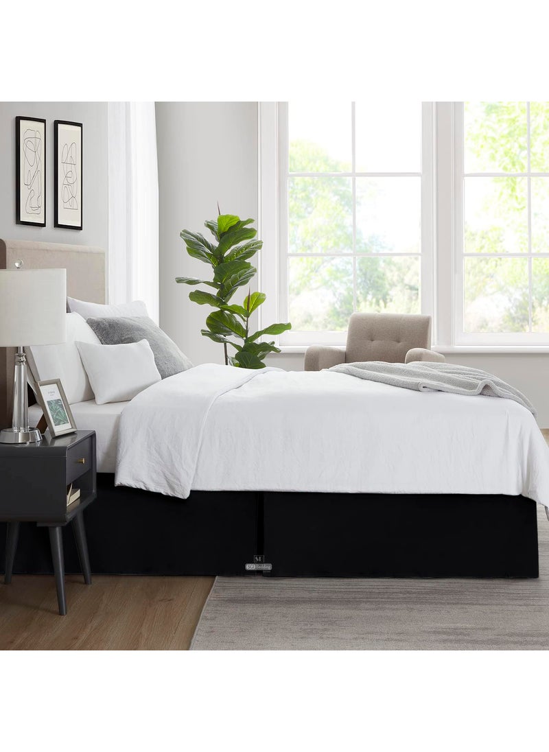 SGI bedding SGI bedding 21 Inch Drop Bed Skirt Queen Size with Platform to Stay in Place Elegant Pleated Design with Split Corners Wrinkle Resistant Fabric for Modern and Stylish Look - Black  - Image 4