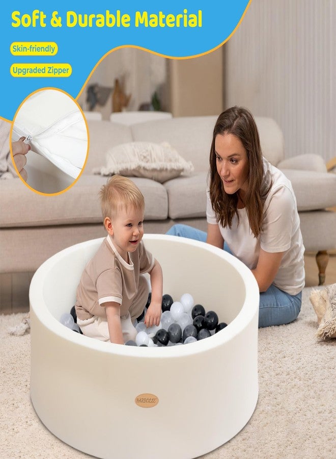 HARBOLLE Baby Ball Pit 35.4" Soft Round Memory Foam Ball Pits NOT Included Balls Indoor Outdoor Playpen for Babies Toddlers Kids Great Gift for Girls Boys, White - Image 2