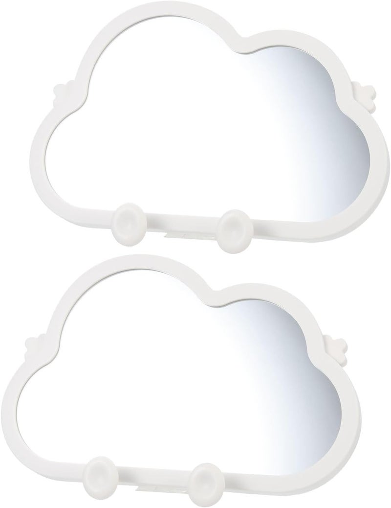 Uonlytech 2pcs Cloud-Shaped Portable Makeup Mirrors Hanging and Table Vanity Mirrors for Dorm Rooms and Home Use White Small Cosmetic - Image 1