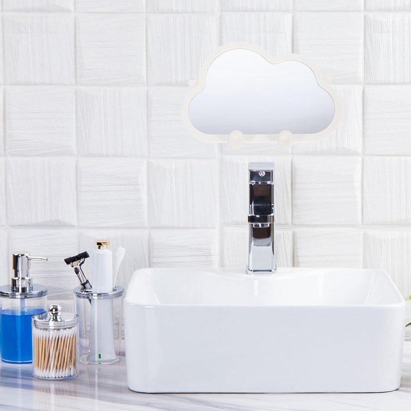 Uonlytech 2pcs Cloud-Shaped Portable Makeup Mirrors Hanging and Table Vanity Mirrors for Dorm Rooms and Home Use White Small Cosmetic - Image 5