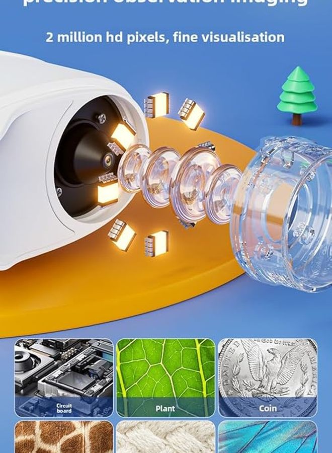 Digital Microscope 1000X With 2 Inch Screen Portable Science Tool For Students Kids Adults Purple - Image 5