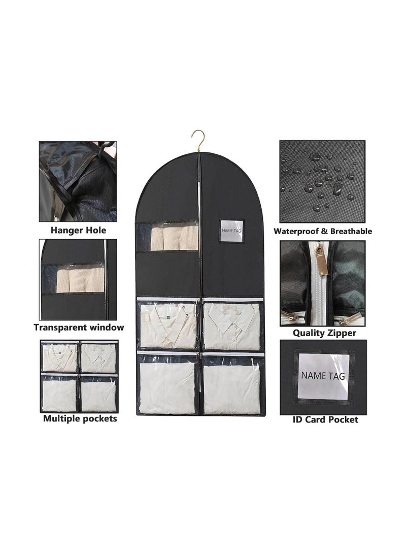 49" Garment Bag, Heavy Duty Garment Bags, with 4 Pockets, Suitable for Home, Travel Hanging Garment Bags, for Closet Storage, Hold 3-8 Clothes, for Clothes, Coats, Shirts, Dress (Set of 2) - Image 4