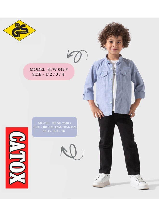 جي@إس قميص كتان صيفي للأولاد مع تيشيرت قطني