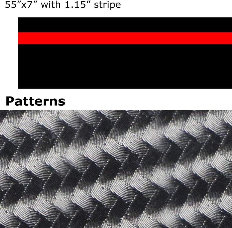 iJDMTOY 7-Inch Width Gloss Black 5D Carbon Fiber Pattern with Red Rally Stripe Vinyl Graphics Decal Kit - Image 2