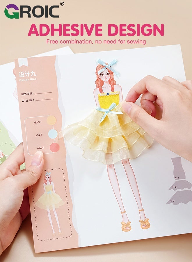 GROIC Princess DIY Fashion Design Kit for Girls No-Sew Clothing Creation Toy, Art Educational Gift for Kids Ages 6+ - Image 5