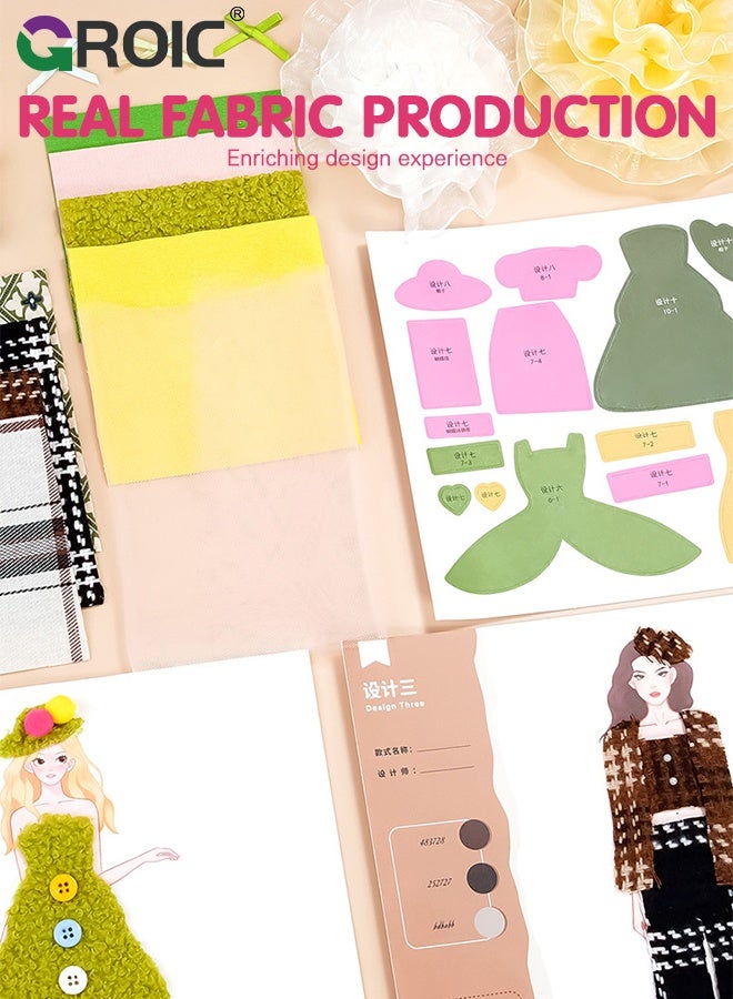 GROIC Princess DIY Fashion Design Kit for Girls No-Sew Clothing Creation Toy, Art Educational Gift for Kids Ages 6+ - Image 4