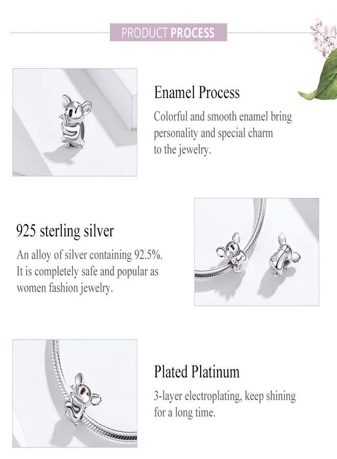 Qings Koala Bear Charm Bead for Bracelet Necklace Making 925 Sterling Silver Cute Animal Pendant Jewelry DIY for Women - Image 4