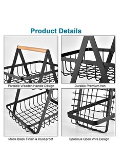 MIXDE 3-Tier Countertop Fruit Basket Storage, Vegetable Rack Bread Display Stand for Kitchen, Black  - Image 2