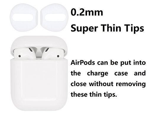 JNSA Ear Tips Compatible with Air Pods, Earbuds Compatible with AirPod, 2X Super Thin Eartips [Charge Without Removing Tips] & 2X Sports Ear Hooks [Anti-Drop &Good Noise-Isolation],White AW22 - Image 2