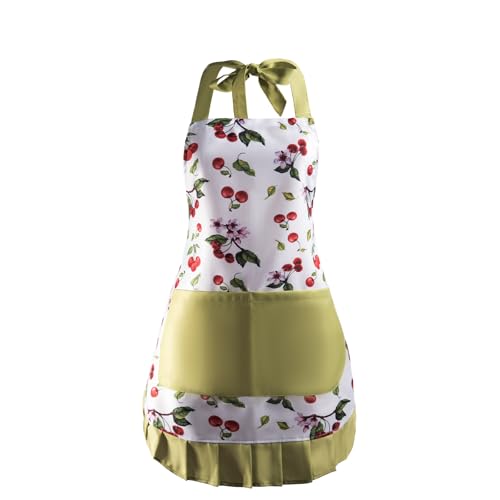 Alex Virtue Vintage Floral Apron for Women with Functional Pockets Adjustable Neck Strap for Cooking Baking Mothers Gift berry - Image 1