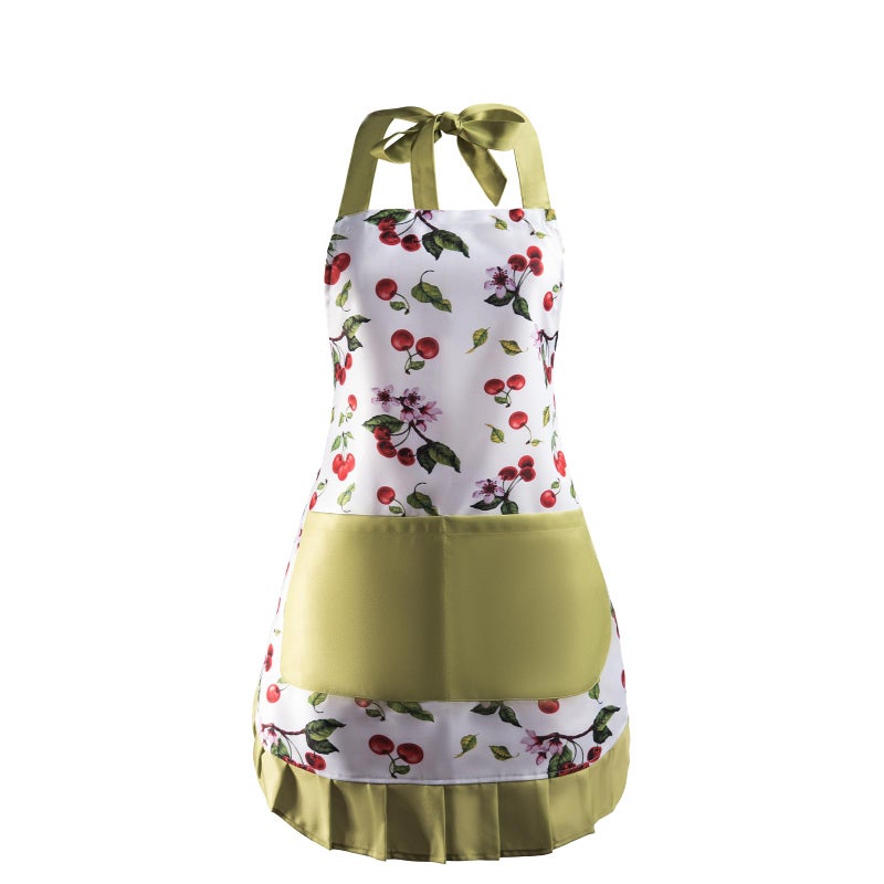 Alex Virtue Vintage Floral Apron for Women with Functional Pockets Adjustable Neck Strap for Cooking Baking Mothers Gift berry - Image 2
