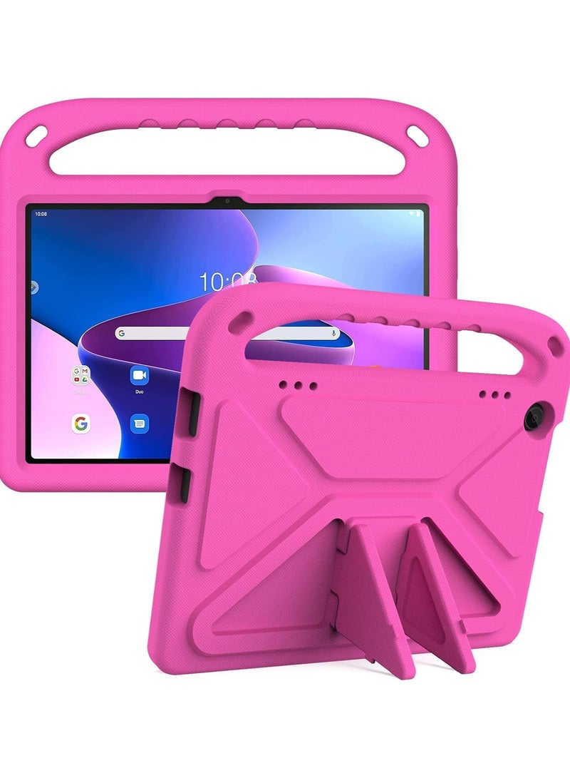 VKL Compatible with Lenovo Tab M10 3rd Gen 10.1 inch (TB-328FU/TB-328XU) 2022 Kids Tablet Case - EVA Lightweight Shockproof Dropproof Handle Kickstand Protective Cover (Rose Red) - Image 1