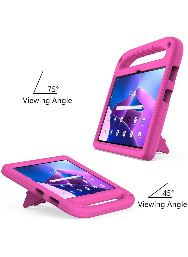 VKL Compatible with Lenovo Tab M10 3rd Gen 10.1 inch (TB-328FU/TB-328XU) 2022 Kids Tablet Case - EVA Lightweight Shockproof Dropproof Handle Kickstand Protective Cover (Rose Red) - Image 3