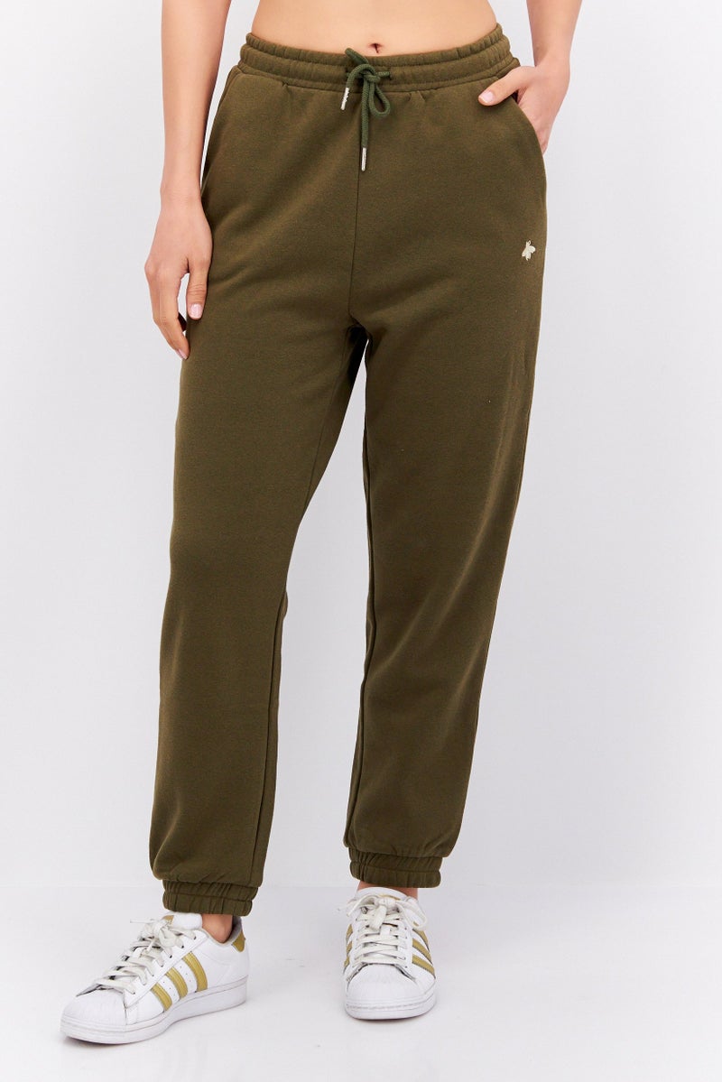 MODE Women Regular Fit Drawstring Sweatpants, Olive - Image 1
