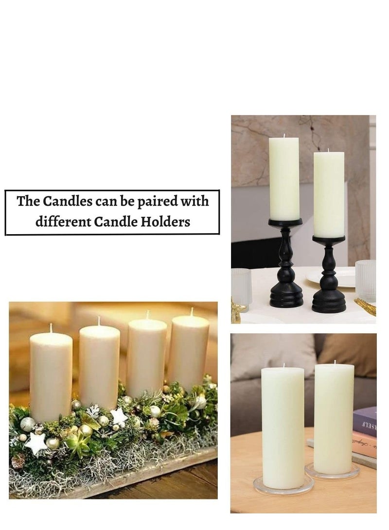 SIHIYA LIFE Set of 2 Ivory Pillar Candles| 3 x 9inch | Unscented & Dripless Candles for Decor, Events, Restaurants | Natural Wax with Cotton Wicks | 100 hours / candle Burn Time (Ivory, 3 x 9 inches)  - Image 3