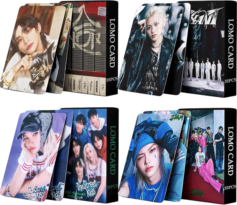 PYAJUU 4Pack/220Pcs Stray Kids Photocard Set KPOP HOP Album Cards GIANT Photocards ATE Post Cards Straykids 2025 Season's Greetings Stray Kids Merch Gift for STAY - Image 1