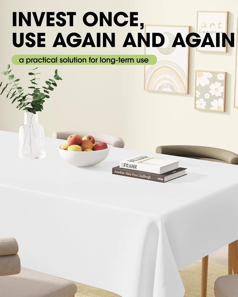 Reusable Polyester Table Cloth for Rectangle Tables, 60"x102", White, 2 Pack - Image 5