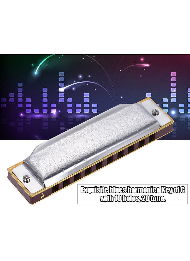 Suzuki - 1072-A Folkmaster Standard 10-Hole Diatonic Harmonica Key of A 20 Tone for Beginner Student - Image 1
