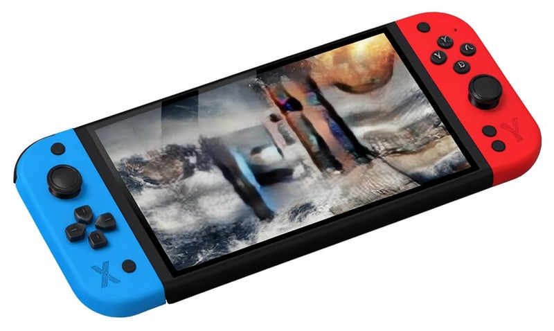 Cubonic G90 7 Inch Full HD Screen Handheld Video Game 21+ Emulator Professional Game Chip 64Gb Pre-Loaded Wireless Gaming Controller (Red & Blue) - Image 1