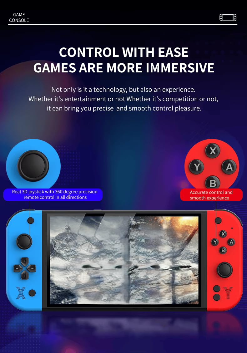 Cubonic G90 7 Inch Full HD Screen Handheld Video Game 21+ Emulator Professional Game Chip 64Gb Pre-Loaded Wireless Gaming Controller (Red & Blue) - Image 5