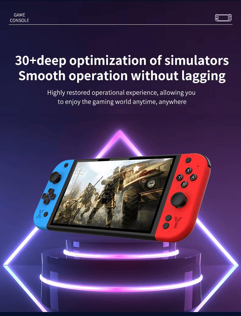 Cubonic G90 7 Inch Full HD Screen Handheld Video Game 21+ Emulator Professional Game Chip 64Gb Pre-Loaded Wireless Gaming Controller (Red & Blue) - Image 3