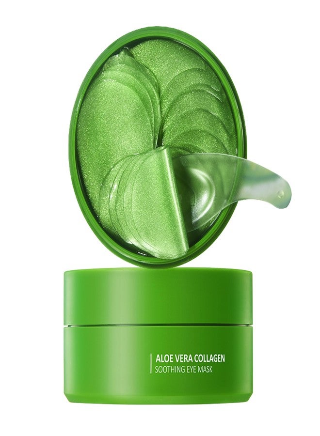 DLZZRS 30 Pairs Aloe Vera Eye Mask - Aloe Vera Collagen Soothing Eye Mask, Under Eye Patches for Dark Circles & Eye Puffiness, Improves & Firms Eye Skin, Reduces Wrinkles & Fine Lines for Women - Image 1