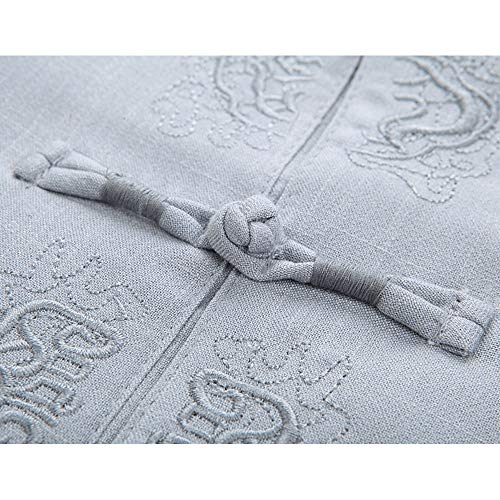 ZooBoo Tai Chi Uniform Set Traditional Tang Kungfu Suit for Wing Chun Shaolin Wushu Martial Arts Training Meditation XL Light grey - Image 3