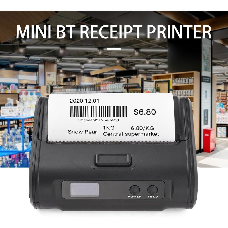 110mm Portable Thermal Receipt Printer, Wireless BT USB POS Printer, 203dpi Clear Print for Small Business Market Grocery Store, Supports Continuous Paper, Multilanguage - Image 3