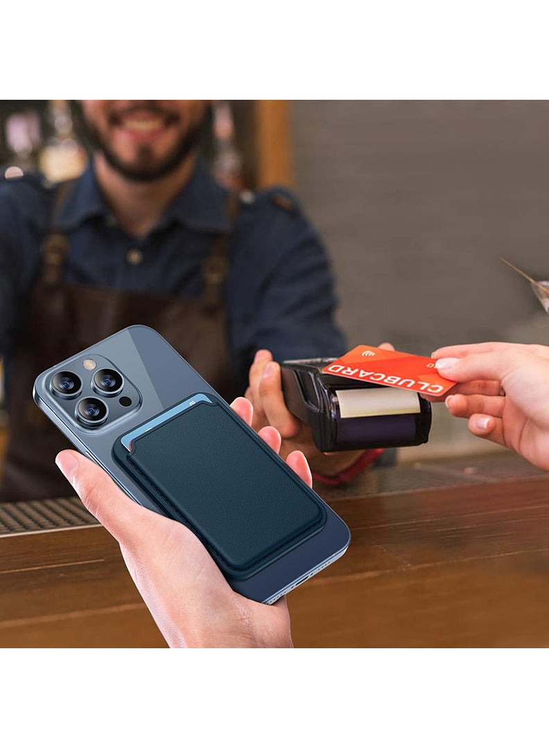 Theodor Magnetic Wallet, Compatible with MagSafe Wallet, for iPhone Wallet, for iPhone 16/15/14/13/12 Series, Not for iPhone 13/12 mini, 3 Card Holder, Vegan Leather, Navy - Car - Image 4