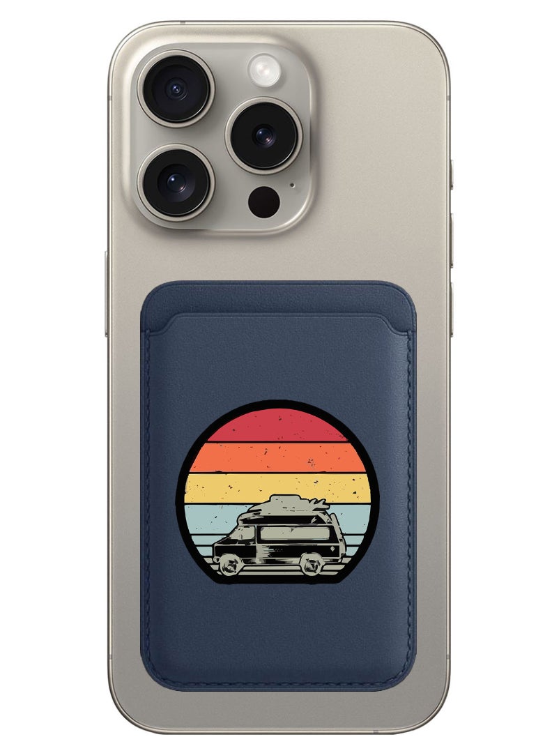 Theodor Magnetic Wallet, Compatible with MagSafe Wallet, for iPhone Wallet, for iPhone 16/15/14/13/12 Series, Not for iPhone 13/12 mini, 3 Card Holder, Vegan Leather, Navy - Car - Image 1