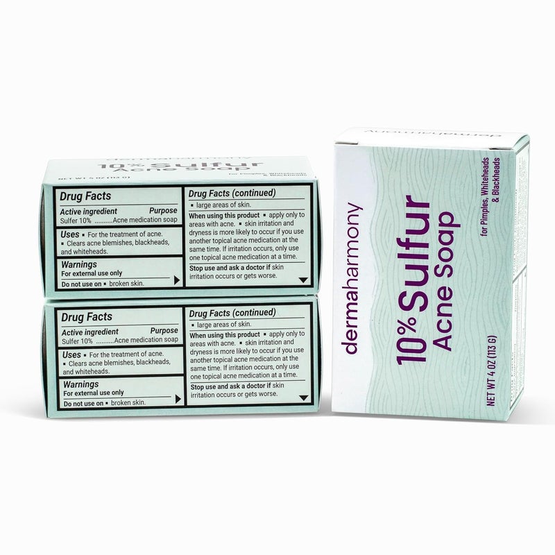Dermaharmony 10 Sulfur Acne Bar Soap 4 oz 3 Bars - Image 1