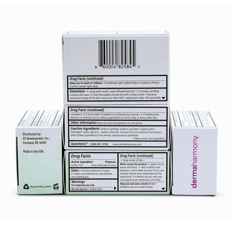 Dermaharmony 10 Sulfur Acne Bar Soap 4 oz 3 Bars - Image 2